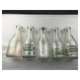 Set of 5 Athens Creamery Glass Bottles