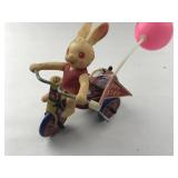 Tin Toy Rabbit on Bike w Bell 1940s