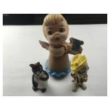 set of 3 toys rubber squeek angel penguin otter