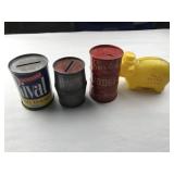 Set of Four Small Piggy Banks Vintage