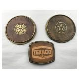 2 Texaco Coasters and Belt Buckle