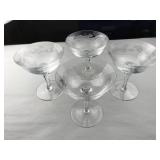 Set of 4 Champagne Glasses Etched