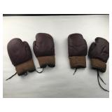 2 Pairs Kids Leather Vintage Boxing Gloves