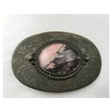 Stone-Inlaid Belt Buckle Metal