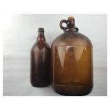 Set of 2 Brown Glass Bleach Bottles