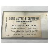 Gene Autry and Champion 1959 Show Ticket