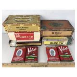 5 Cigar Boxes, 2 Prince Albert, & 2 Velvet Cans