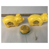 2 Plastic Advertising Pigs & Yoyo