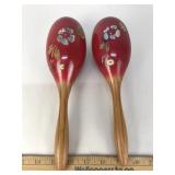 Pair of Vtg Red Maracas
