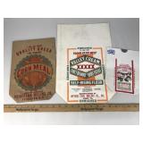 3 Vtg Advertising Sacks Corn Meal Flour