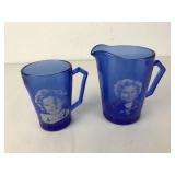 Shirley Temple Blue Pitcher and Glass