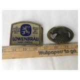 2 Belt Buckles Lowenbrau & Eagle