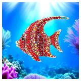 Sparkling Statement Ruby Colored Fish Brooch