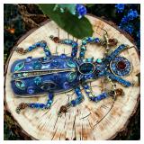 Euro American Retro Sapphire Color Beetle Brooch