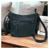 Vintage Navy Faux Leather Crossbody Bag