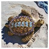 Blue Color Beach Stone Sea Turtle Brooch Pin