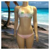 New Tropical Print Criss Cross Bikini Swimsuit