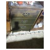 wooden side table, 3 drawers, NO CONTENTS