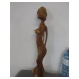 Vtg Hand Carved Wood Nude Female