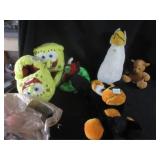 plushie lot and sponge bob slippers
