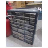 hardware cabinet with contents