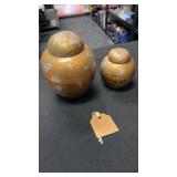 1980s Set of 2 brass ginger jars