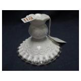 Fenton milk glass 'spanish lace' candlestick