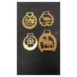 Vintage brass horse medallions