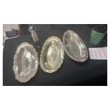 Silver plated copper trays, and coffee grinder