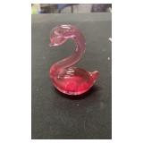 Rossi cranberry blown glass swan - canada