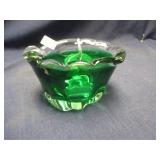 Emerald Green heavy glass dish