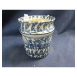 Blue Sponge Ware Open Utensil Jar