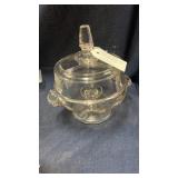 Antique glass pedestal butter dish - USA