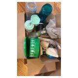 Misc bottles,  baby supplies, bins