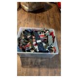 Bin of assorted ties