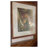 Framed watercolour print - signed / dated