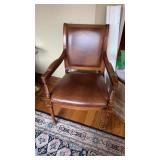 Wooden leather arm chair