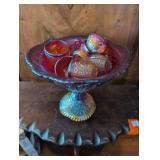 Cadmium Indiana Glass Harvest Sunset punch bowl