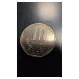 1983 10 Colones coin from Costa Rica,
