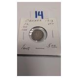 Canadian 1913 5 cent coin
