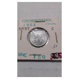 1954 Czechoslovakia 1 Haler coin.