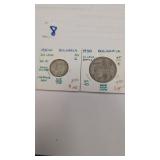 1930 10 & 20 Leva coins silver