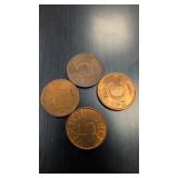 Swedish 5 ï¿½re coins from the 1970s.