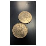 1979&1984 Swedish 5 Kronor coins featuring King
