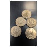1959 Spanish 10 Cï¿½ntimos coins