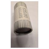 Roll of U.S 1 dollar coins
