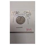 1930 Canadian 10 cent coin