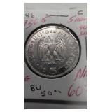 1934 Germany 5 Mark silver