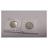 Germany 1936 & 37 1 Mark coins
