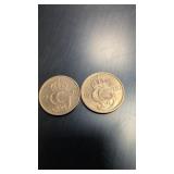 1979 & 1980 Swedish 5 ï¿½re coin featuring King